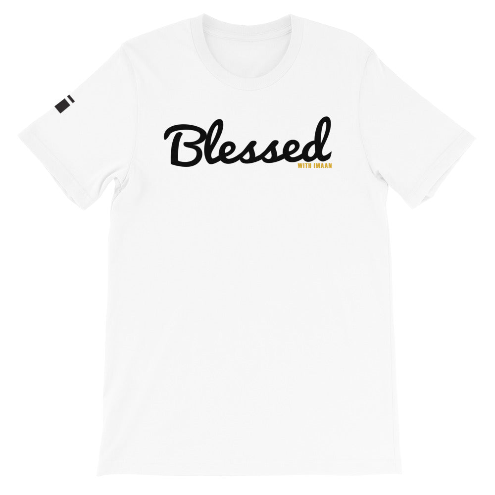 Blessed with Imaan Short-Sleeve Unisex T-Shirt - one love islam